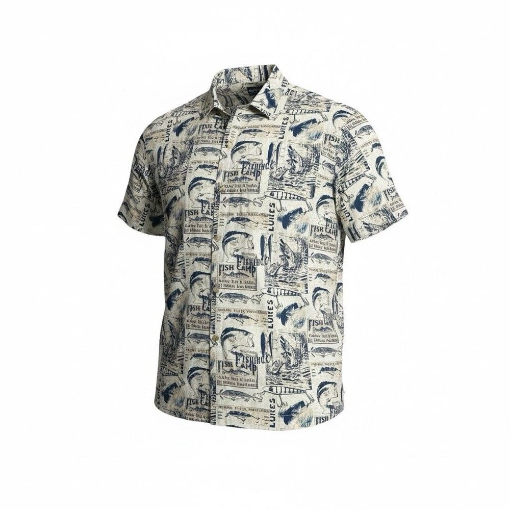 VTG Woolrich Shirt 2XL Mens Outdoor Fish Print Retro